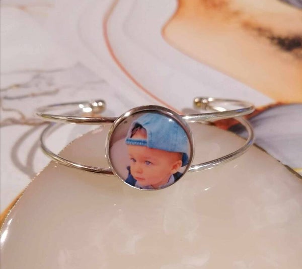 Bracelet manchette personnalisé avec photo – Bracelet photo personnalisé taille unique | Disponible en 2 coloris