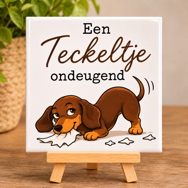 Tegel 'Teckeltje ondeugend'