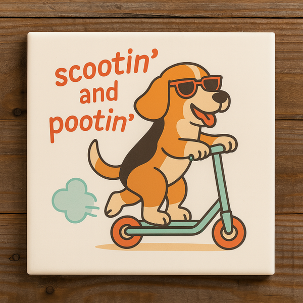 Tegeltje 'Scooting and pooting'