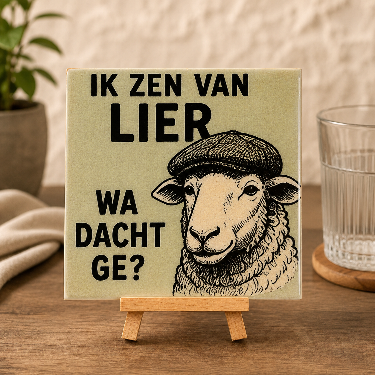 Keramisch tegeltje "Ik zen van Lier-wa dacht ge?"