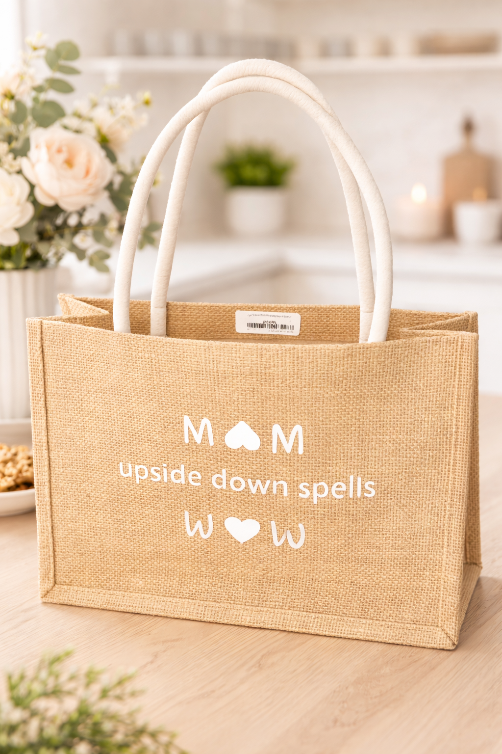 Jute tas ‘Mom upside down’
