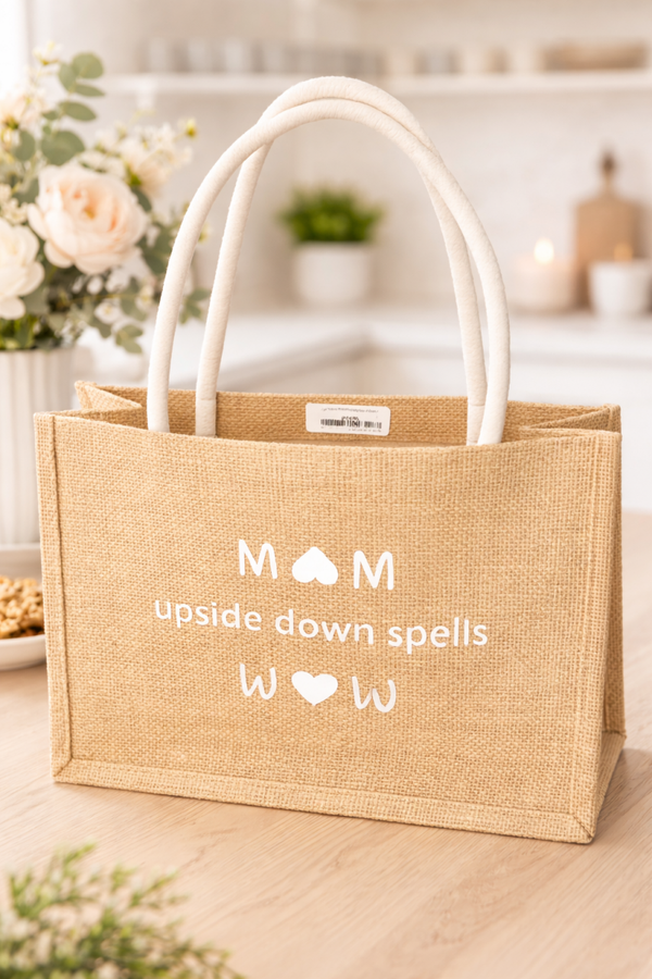 Jute tas ‘Mom upside down’