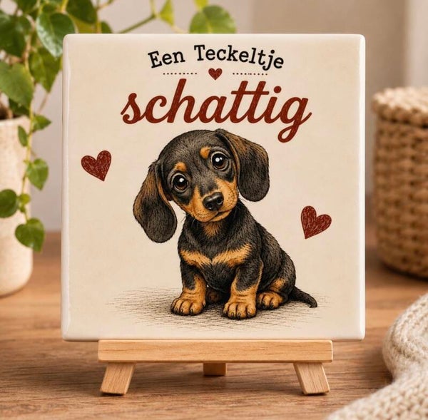 Tegel 'Teckeltje schattig'
