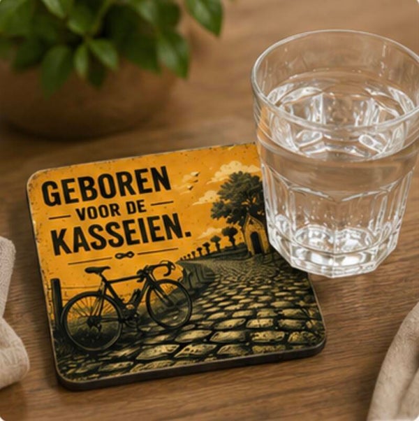 Glasonderzetter "Geboren voor de kasseien"