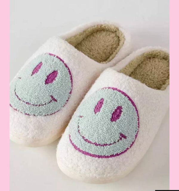 Vrolijke sloefjes smiley blauw - LeoNoor