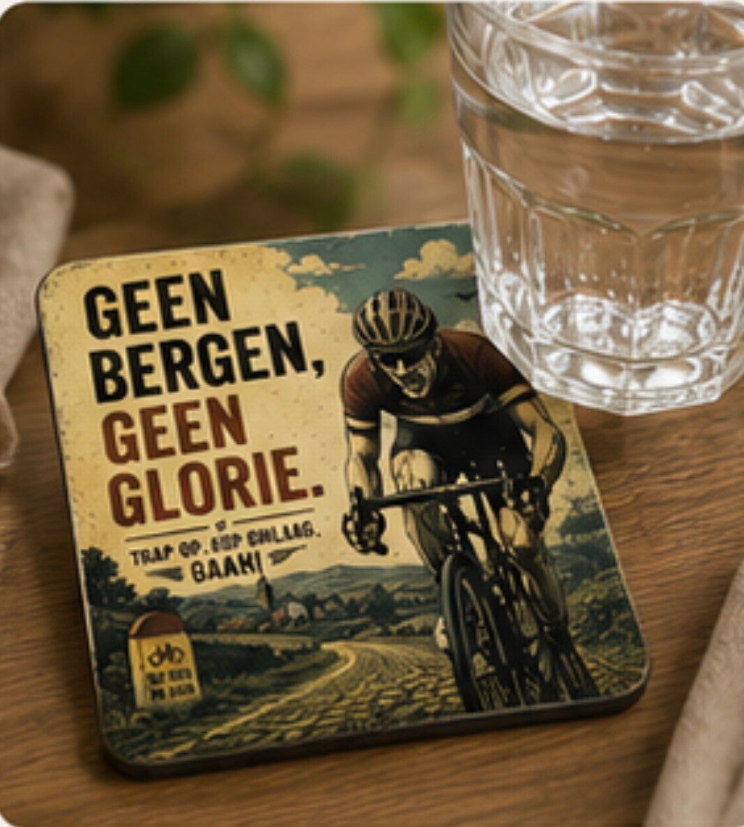 Glasonderzetter "Geen bergen, geen glorie"
