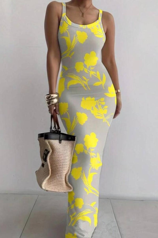 Robe longue Fleurs Jaunes