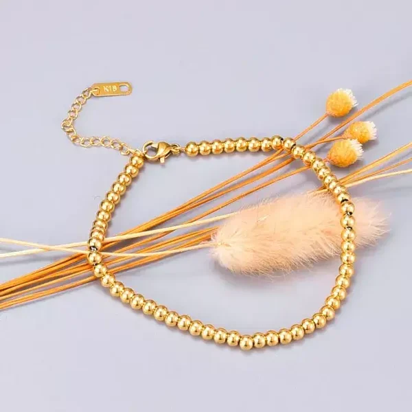 Bracelet de cheville perlé en acier inoxydable