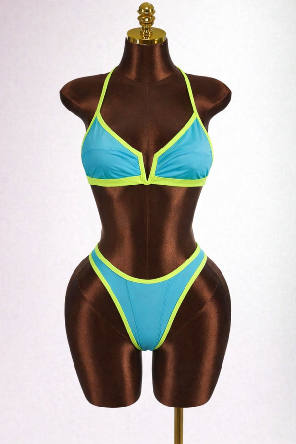 Maillot 2 pcs lime n' blue
