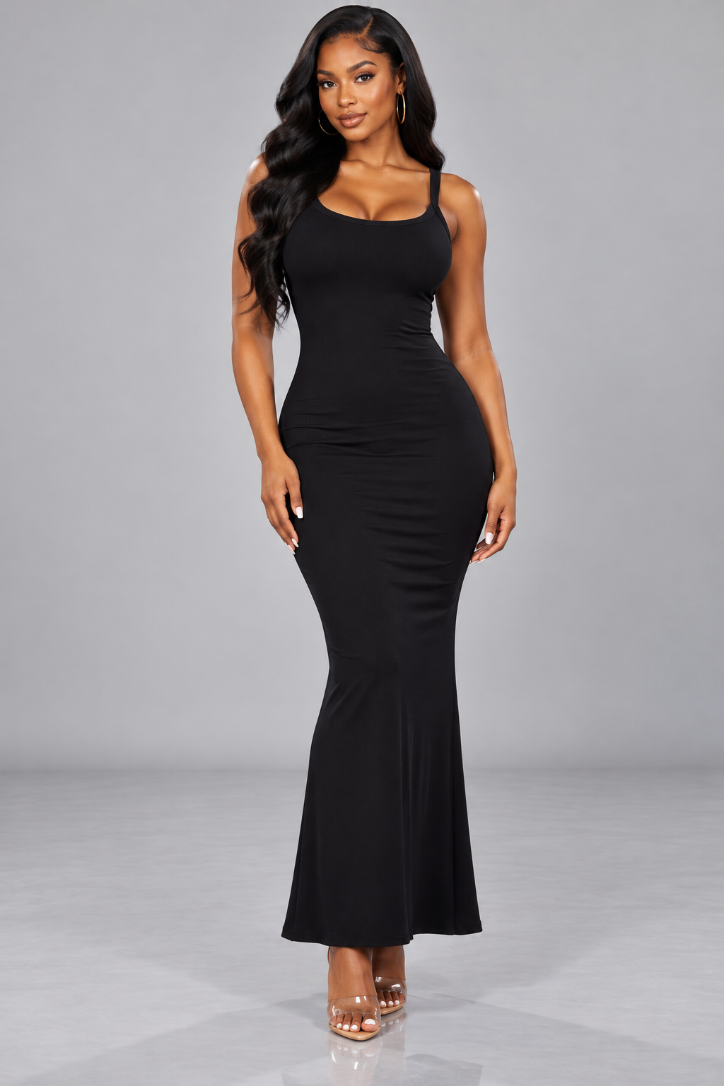 Robe longue simple noire