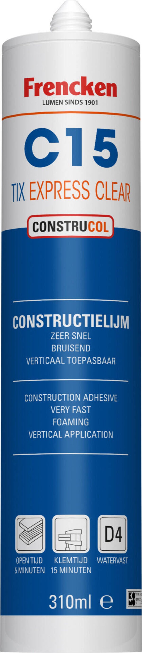 Frencken Constructielijm C15 Tix Express - Koker 310 ml transparant