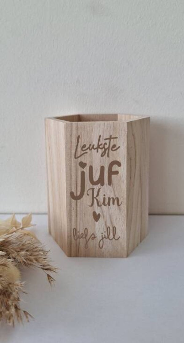 Pennenbakje 6 hoek | Juf / Meester