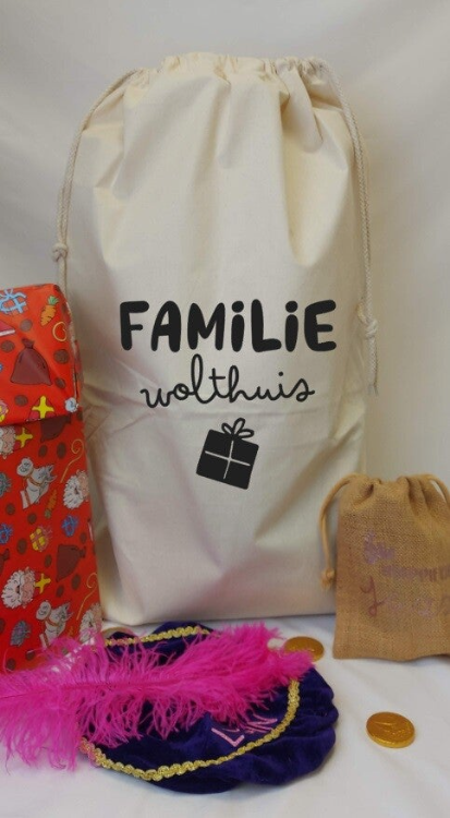 Katoenen Sinterklaas cadeau zak | Familie