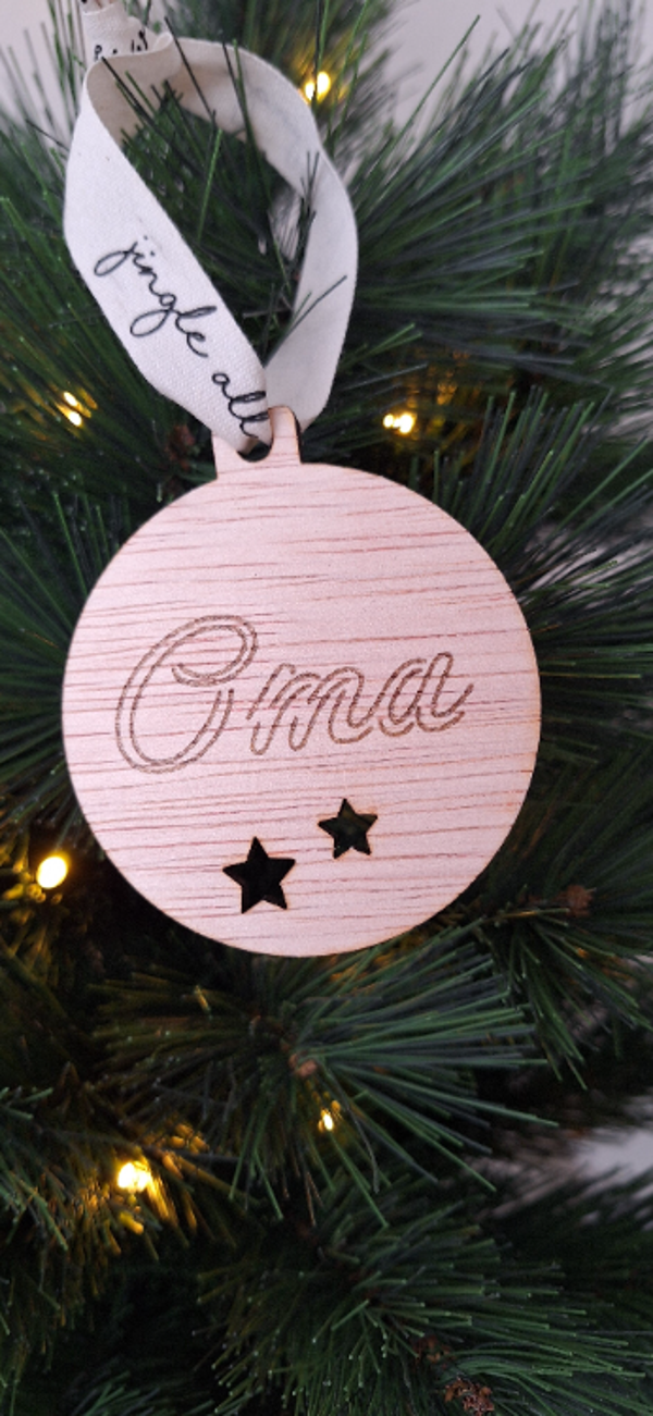 Houten kerstbal ster | Naam