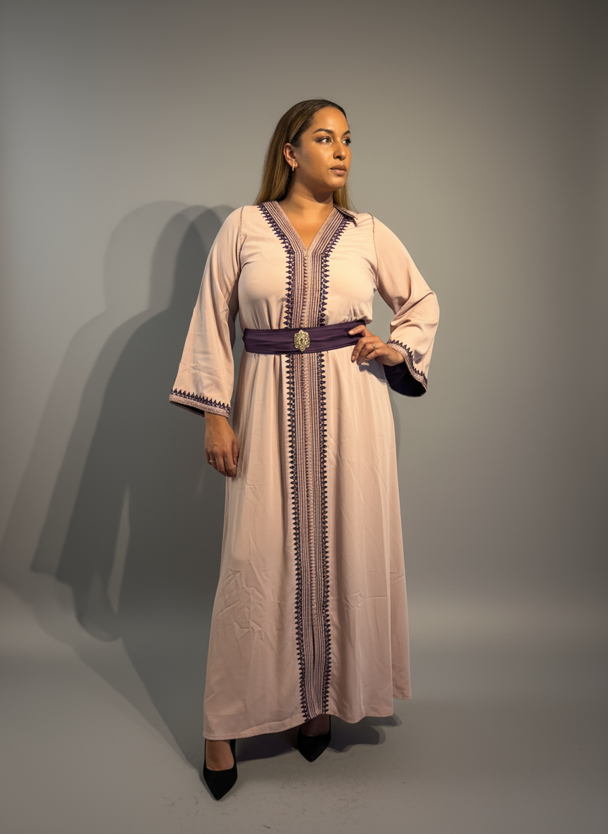Caftan Laila – Rose Doux et Violet