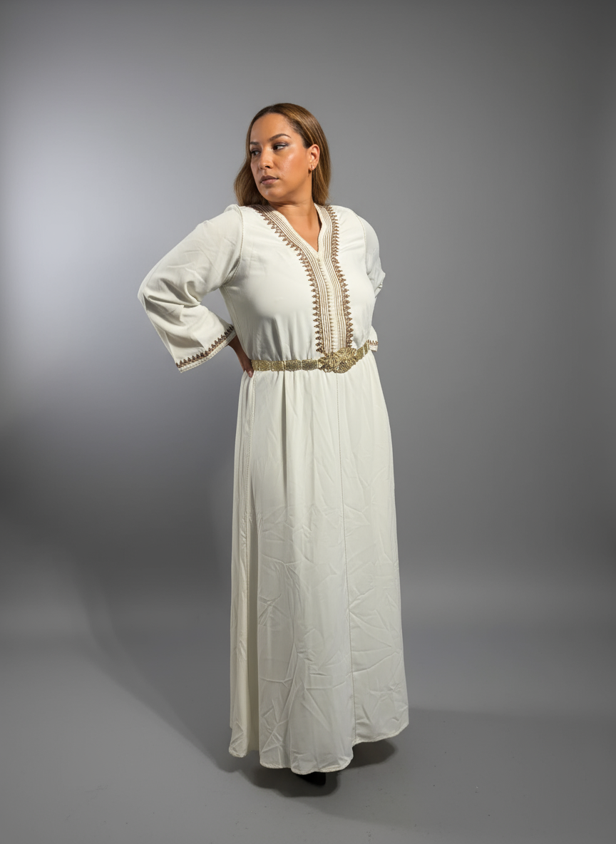 Caftan Louna  -  Elégance ivoire