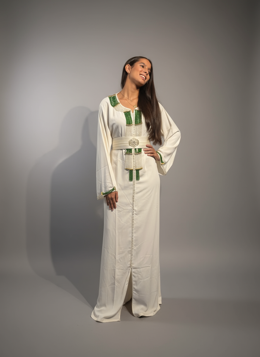 Caftan Leïla – Touche d’émeraude