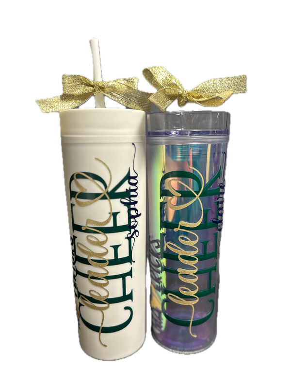 Logo 16 Oz Plastic Tumbler W/ Straw