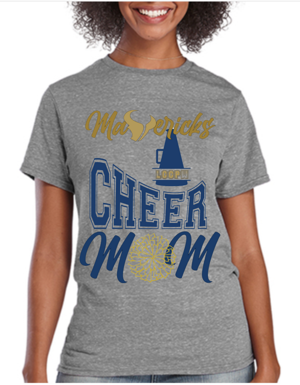 LCCPW Mavericks "Cheer Mom" Full-Effect Custom Short-Sleeve T-shirt