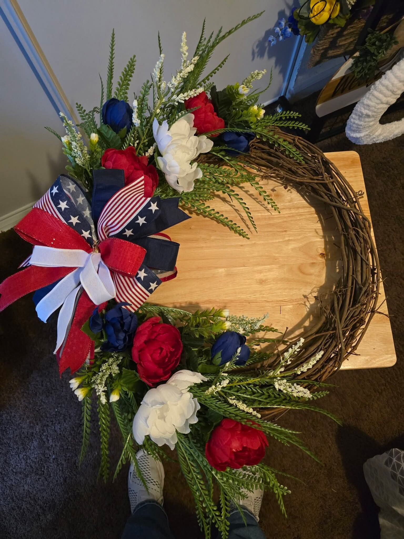 Patriotic wreath with flowers