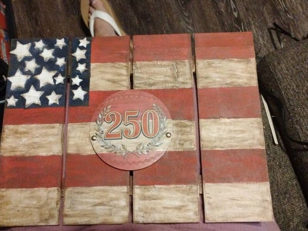 250th anniversary wooden flag