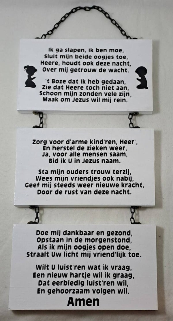 Tekstbordje wit 'ik ga slapen ik ben moe' 6 coupletten
