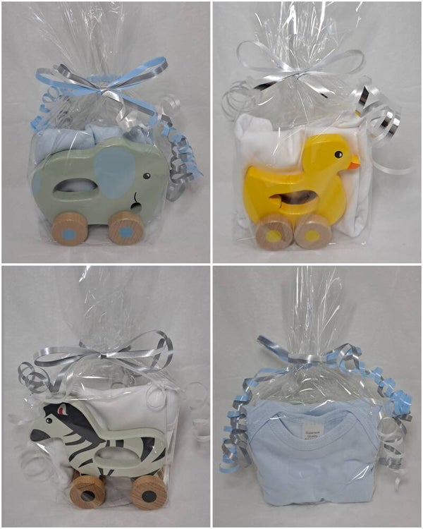 Cadeaupakketje houten dier met romper