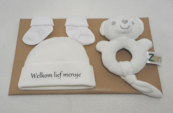 Cadeaupakketje 'Welkom lief mensje'