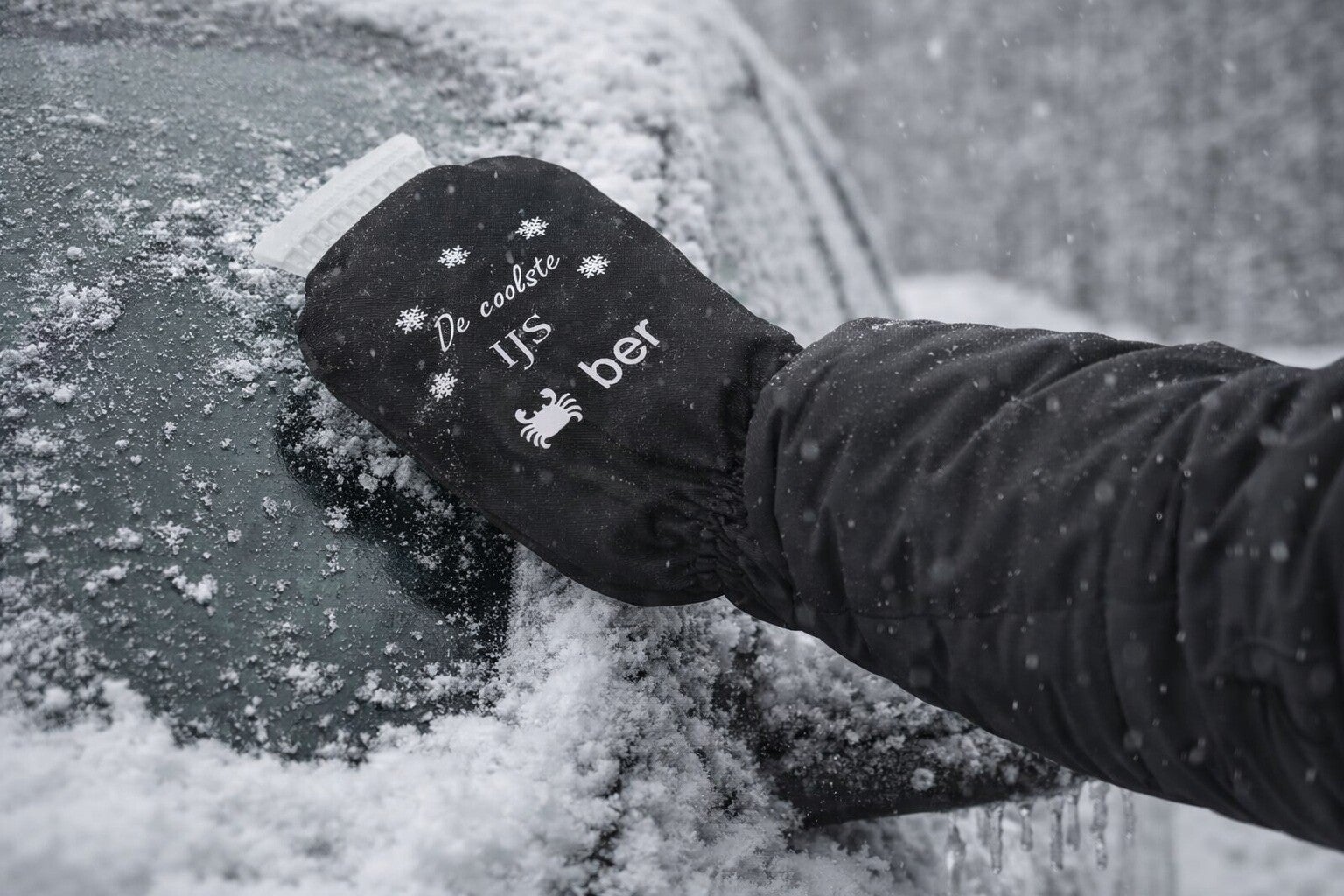 IJskrabber met tekst