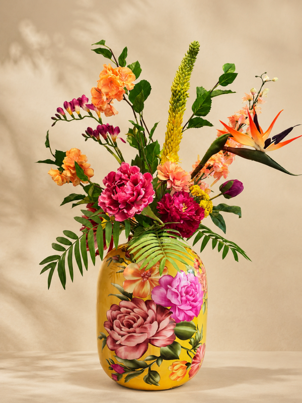 Zijden boeket Tropical Elegance met vaas