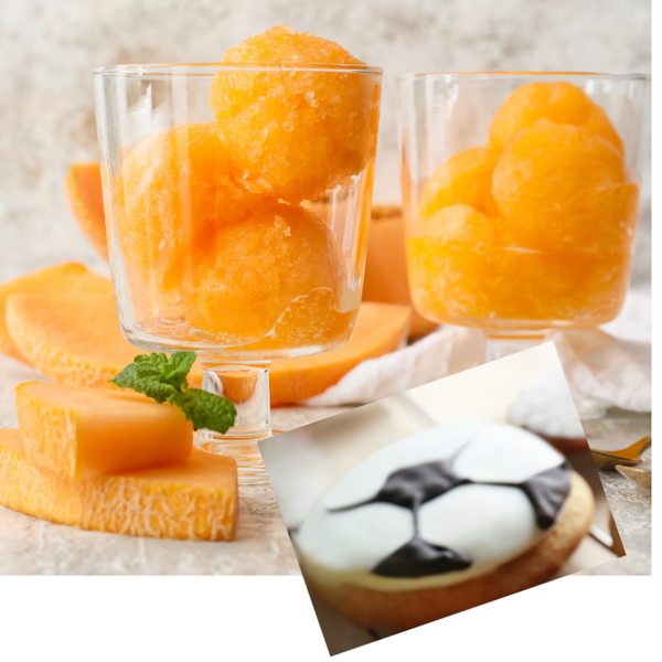 Après-midi gourmand de l'été : Sorbet au melon & biscuits ballon de foot