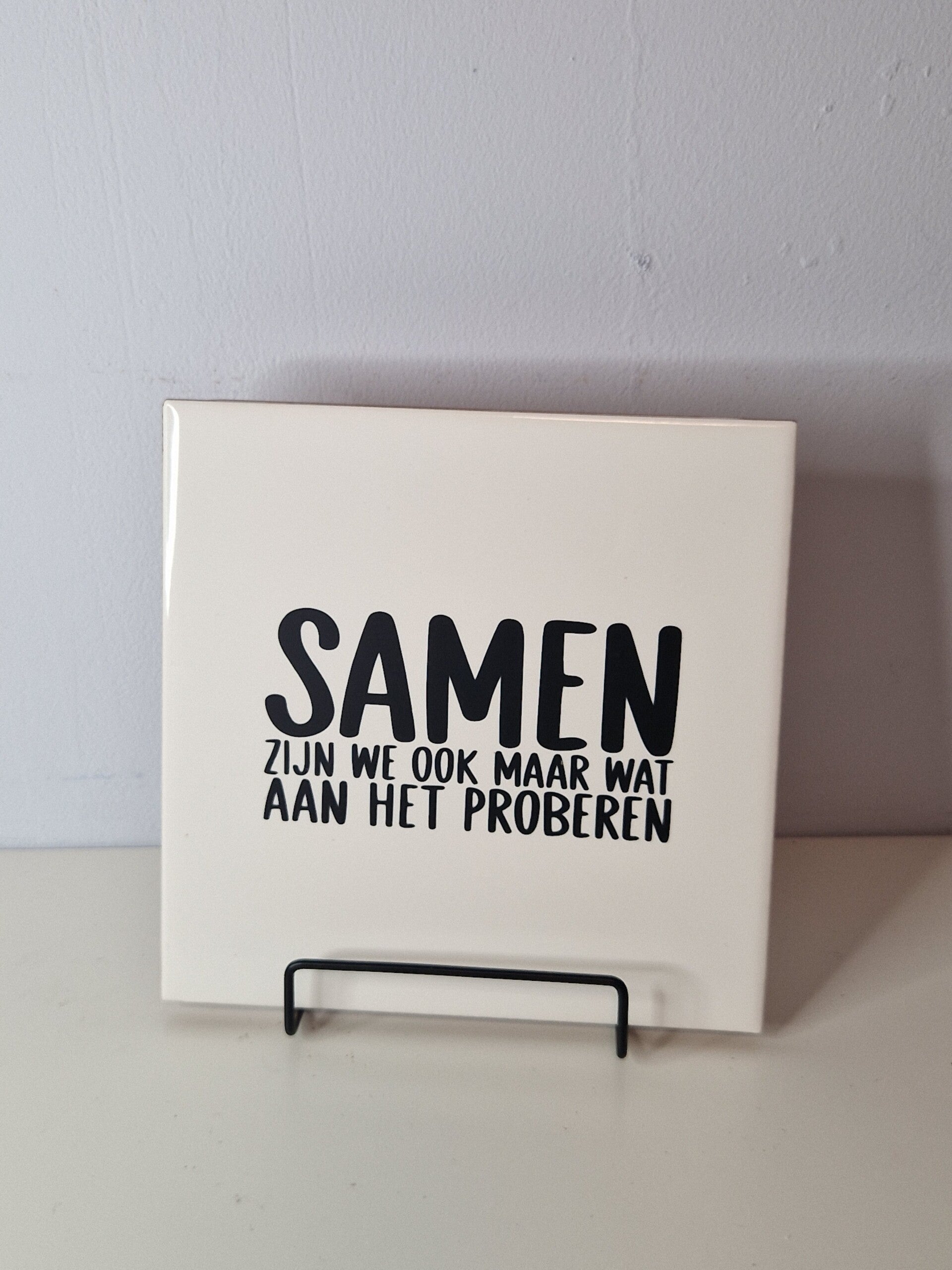 Samen zijn we ook maar wat aan het proberen Tegeltje