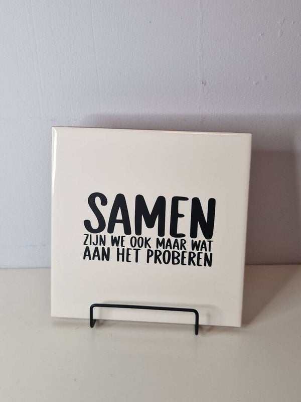 Samen zijn we ook maar wat aan het proberen Tegeltje