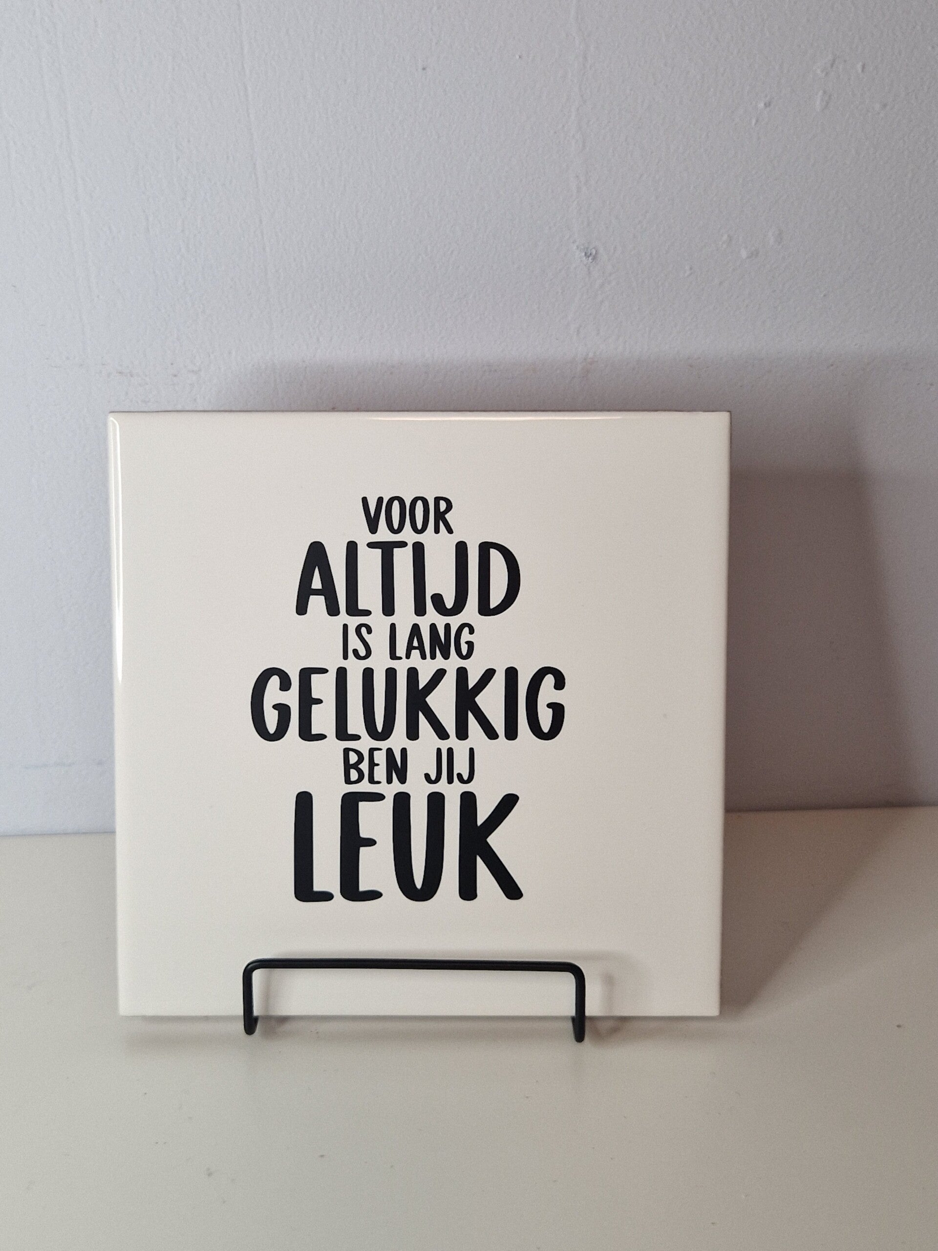 Voor altijd is lang. Gelukkig ben jij leuk. Tegeltje