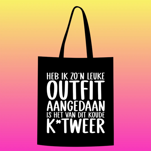 heb ik zo'n leuke outfit aangedaan, is het van dit koude k*tweer Totebag