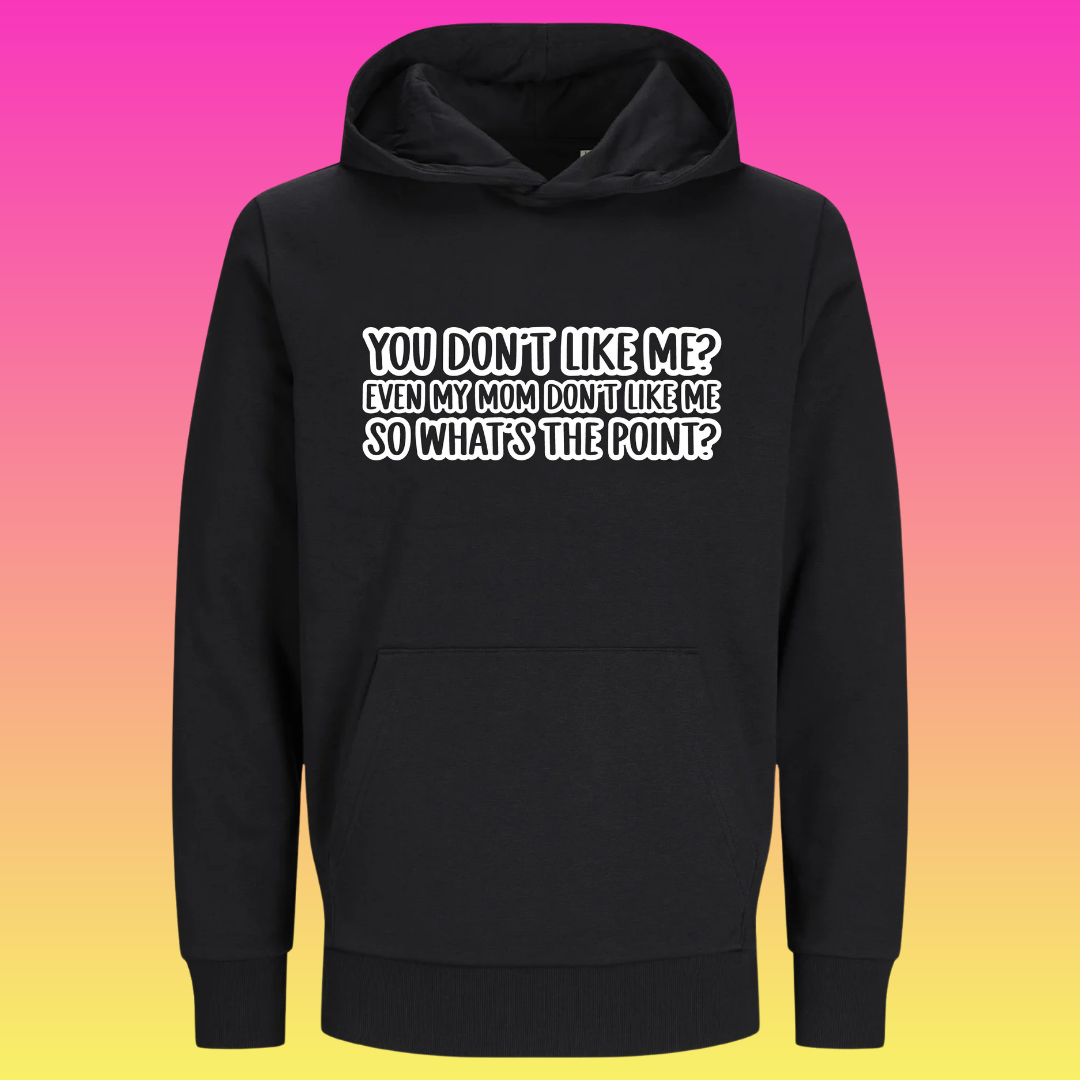 Hoodie: You don't like me. Even my mom don't like me