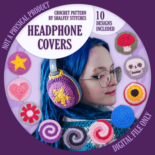Headphone Covers (10 designs) - Crochet pattern | DIGITAL DOWNLOAD