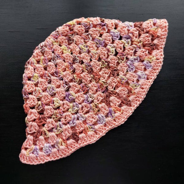 Granny Stitch Bucket Hat - Salmon Pink & Multicolor