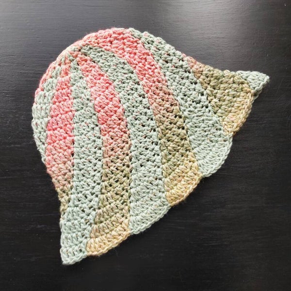 Swirl Bucket Hat - Mint Green & Warm Rainbow Gradient