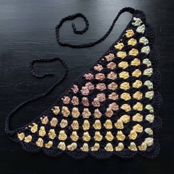 Granny Stitch Bandana - Black & Rainbow Gradient