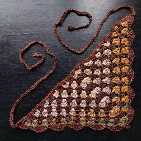 Granny Stitch Bandana - Brown & Beige-Yellow-Green Gradient