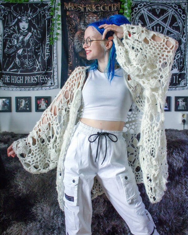 Floral Lace Cardigan - Off-White