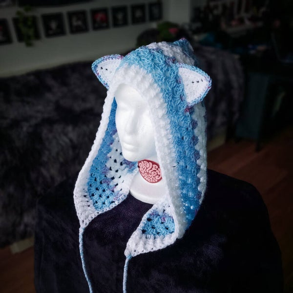 Fairy Beary Hood - Baby Blue & White