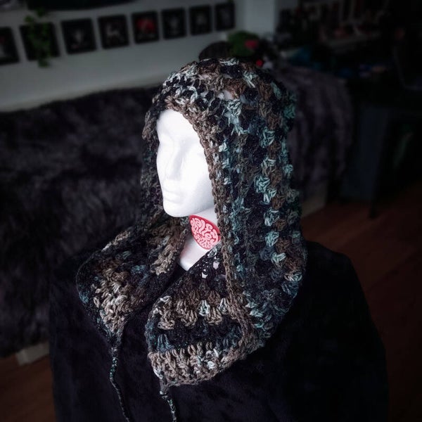 Fairy Beary Hood - Sparkly Black, Grey & Brown