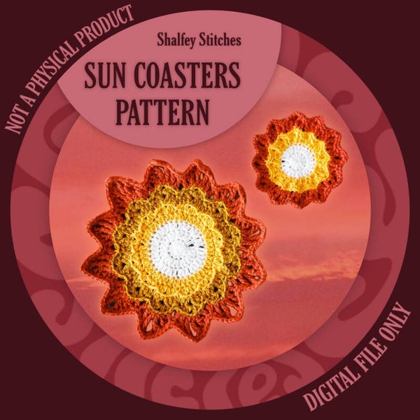 Sun Coasters - Crochet pattern | DIGITAL DOWNLOAD