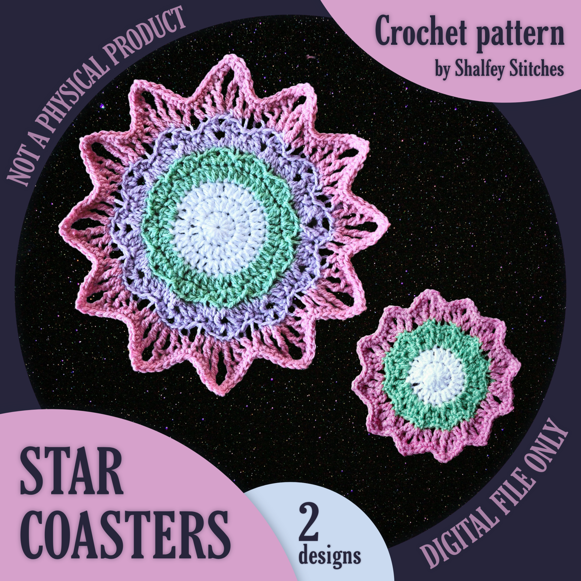 Star Coasters - Crochet pattern | DIGITAL DOWNLOAD
