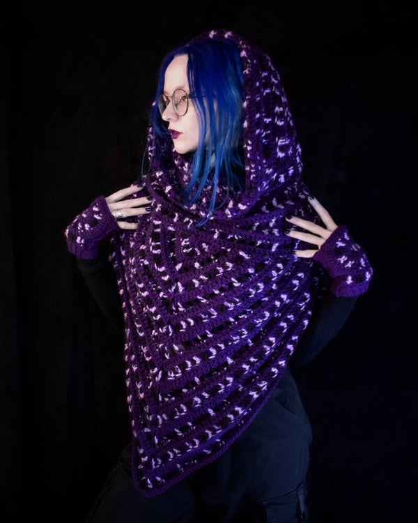 Wild Oleander Hooded Scarf - Purple
