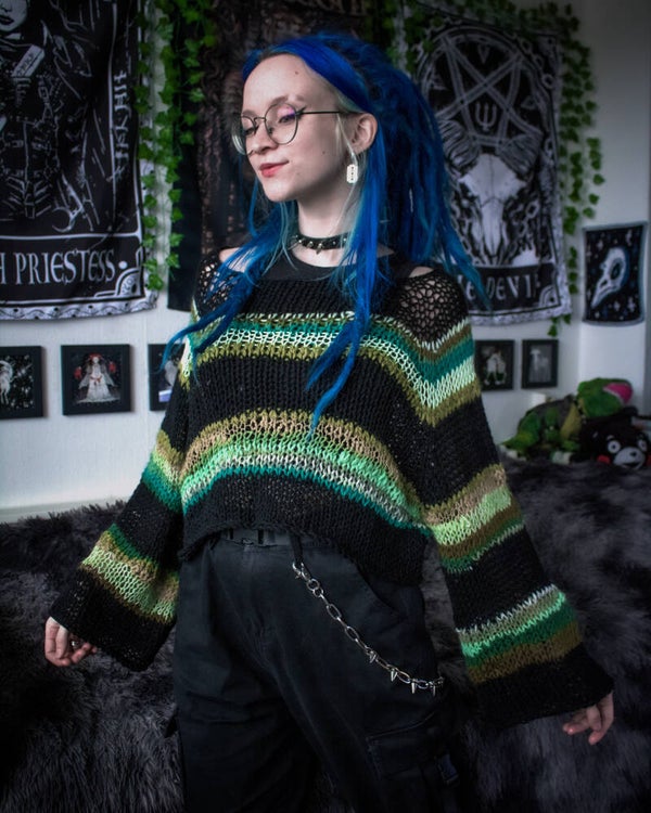 No-waste Sweater - Black & Green