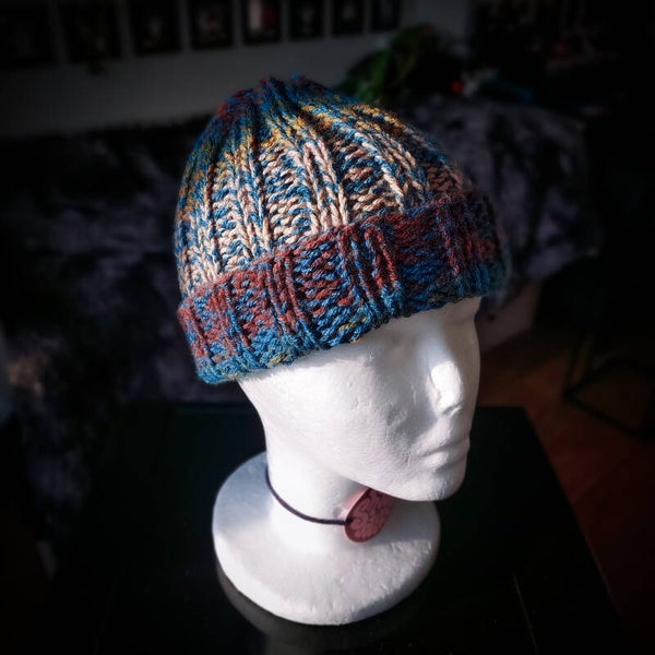 Ribbed Beanie - Blue & Multicolor
