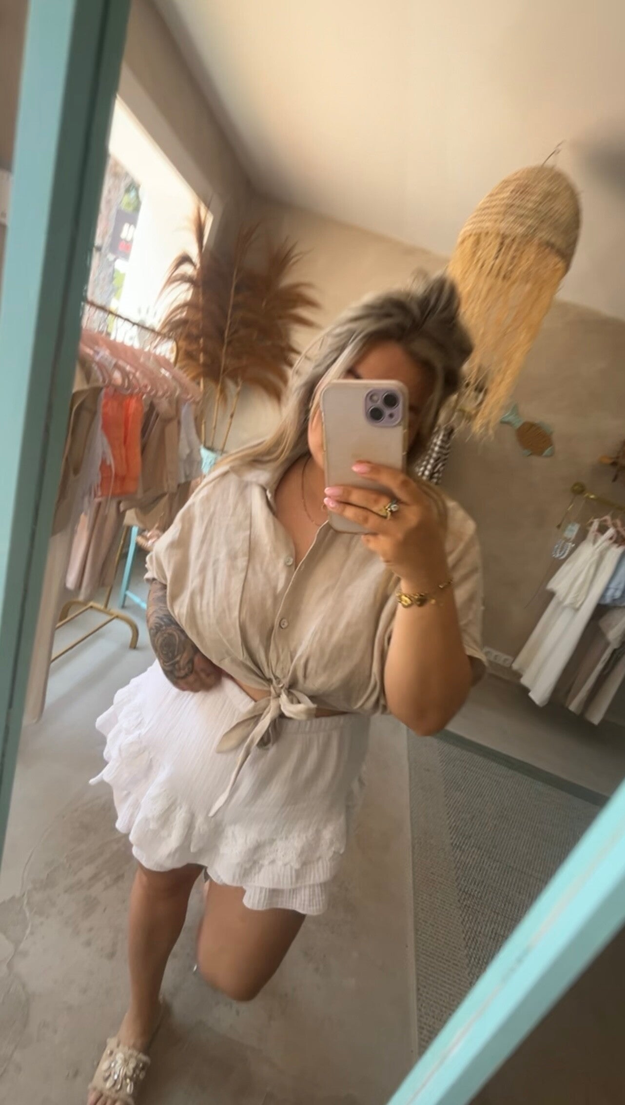 Linnen blouse beige